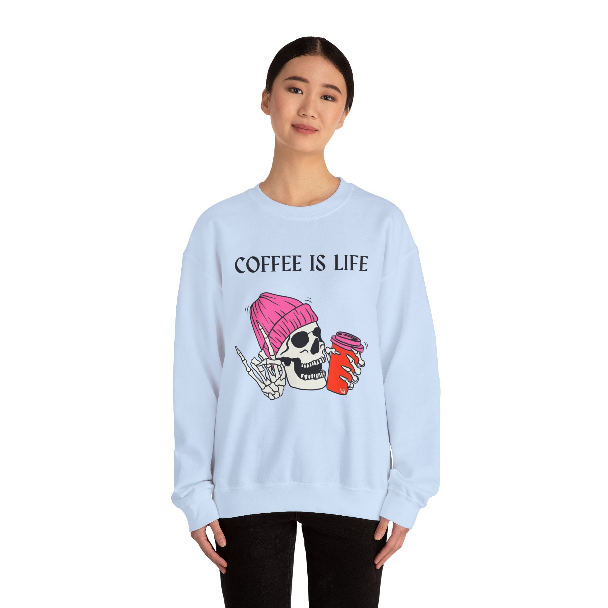 Skeleton Coffee Is Life Unisex Heavy Blend™ Crewneck Sweatshirt